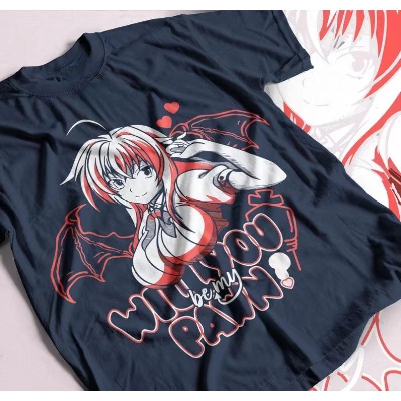 Летняя распродажа High School DxD Риас Гремори Аниме Футболка Акено Химеджима Иссей Графическая Рубашка Все Размеры Мужская С Круглым Вырезом M
