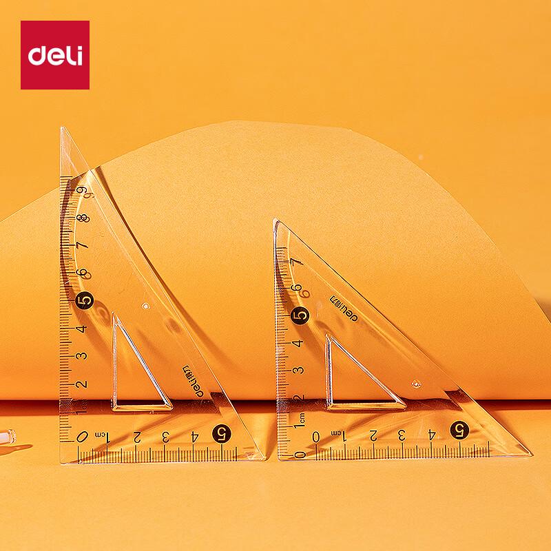 Deli Transparent Triangle Ruler 2-Piece Set