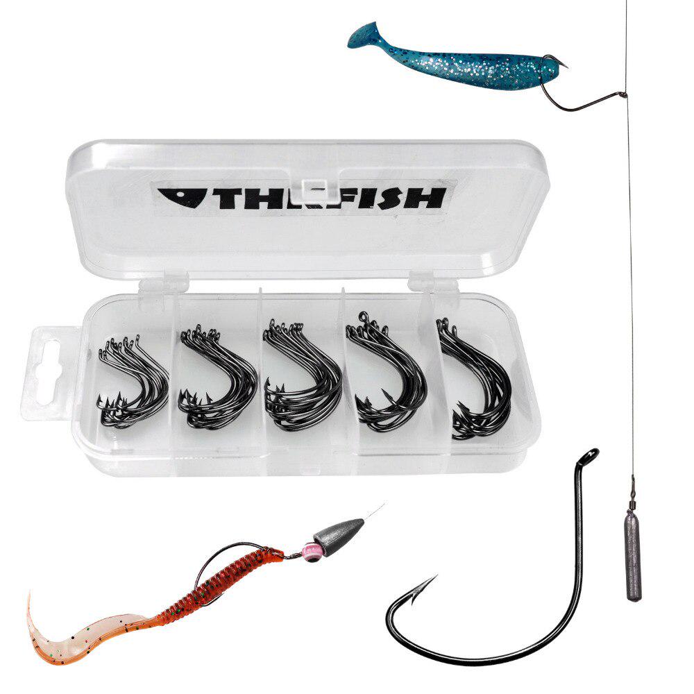 50pcs/box #2 #1 #1/0 #2/0 #3/0 Offset Fishing Hooks High Carbon Steel Wide Gap Hooks Soft Worm Hook – купить по низким ценам в интернет-магазине Joom