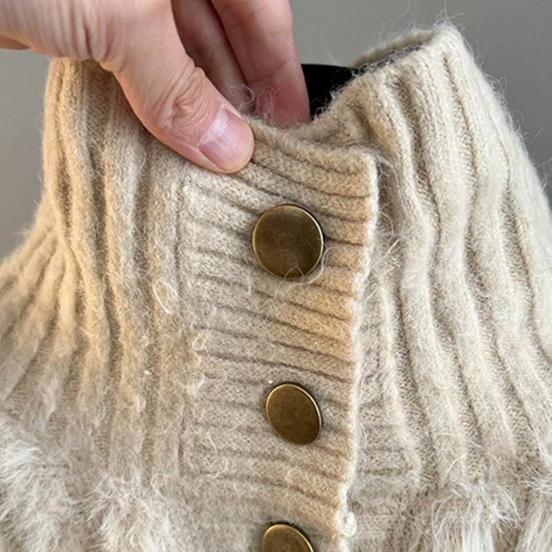 Sweaters Coat Cardigan for Women Autumn Winter Vintage Loose Long Sleeve Knit Cardigan High-neck Sweaters Jacket