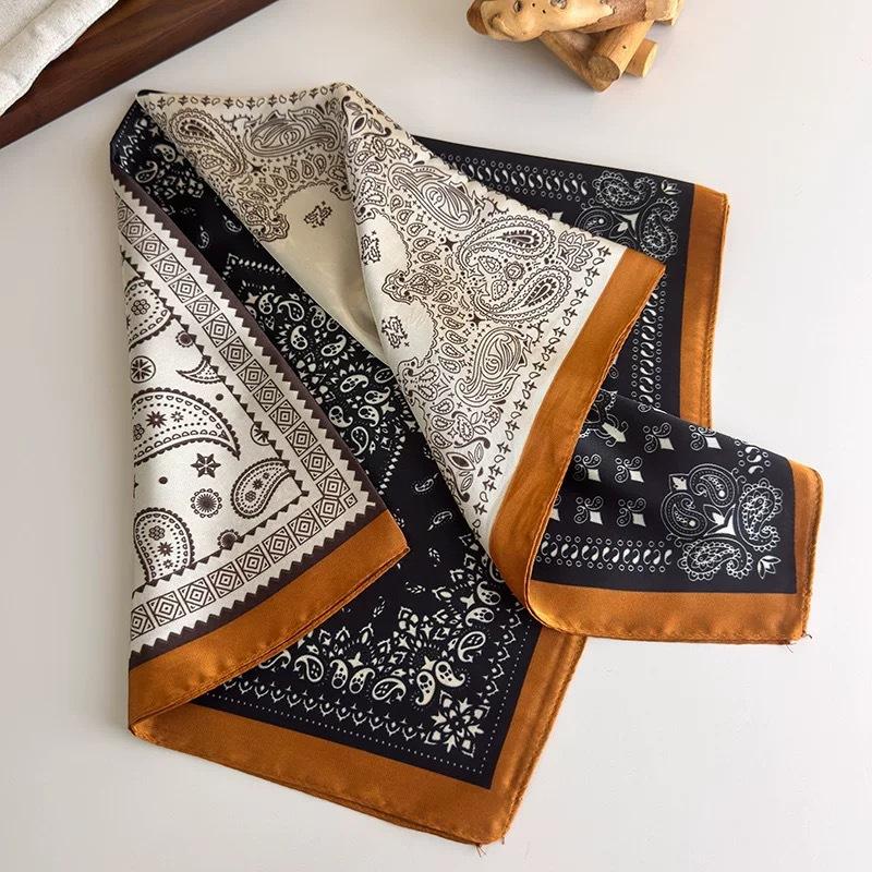 New cotton and linen small square scarf women's autumn and winter Korean version versatile cashew nut small scarf decorative belt neck protection warm