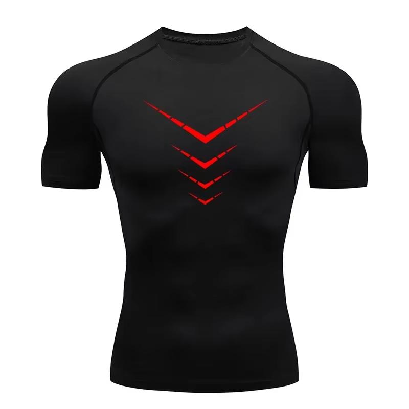 Compression Short Sleeve T-Shirt Men's Running Training Sports Wear Breathable Bodybuilding Top Fitness Clothing RL558
