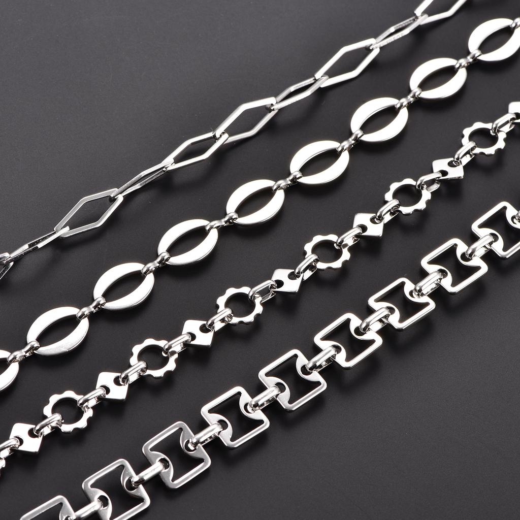 Creative Geometric Stainless Steel Link Neck Chain Necklace for Women Men Copper Color Collar Choker Metal Jewelry Accessories