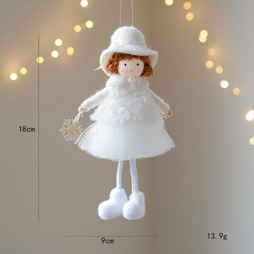 Cute Fiber Plush Cartoon Angel Xmas Tree Pendant Handmade Soft Santa Girl Pendant Home Decor