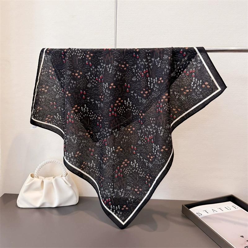 68Cm Small Square Feminine Scarf Hijab Elegant Cotton Feeling Headband Kerchief Vintage Headscraf Shawl Wrap