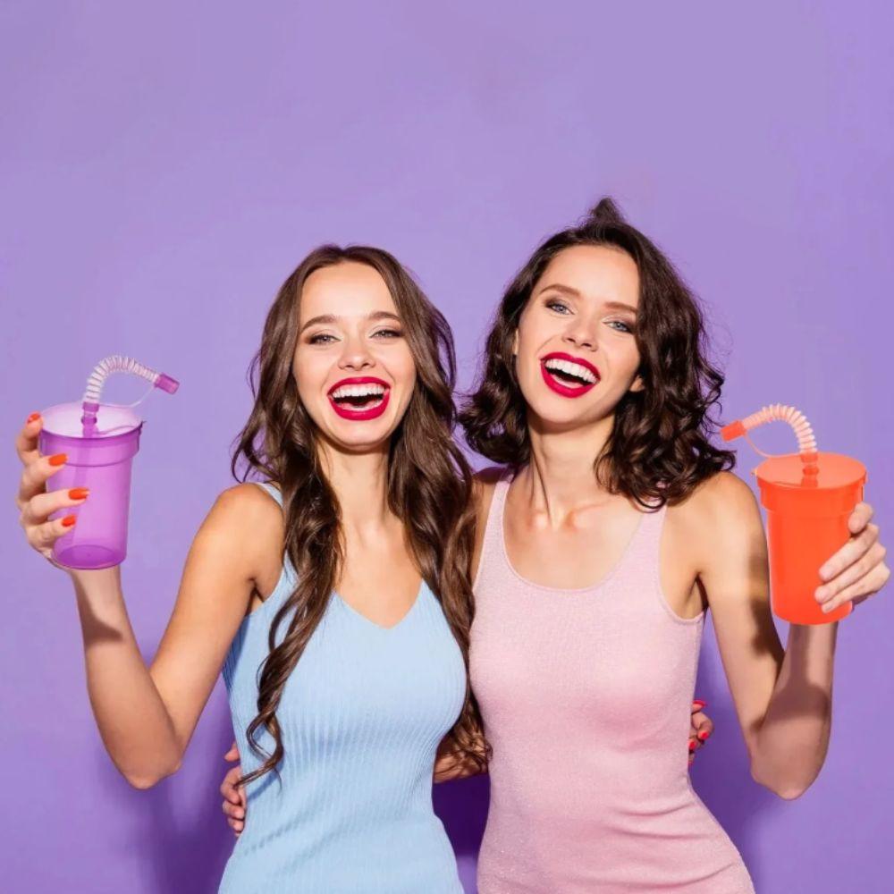 6pcs Colourful Straws Cup Spill-Proof Drinking Cup Party Drink Cups Sipper Cups Birthday Party