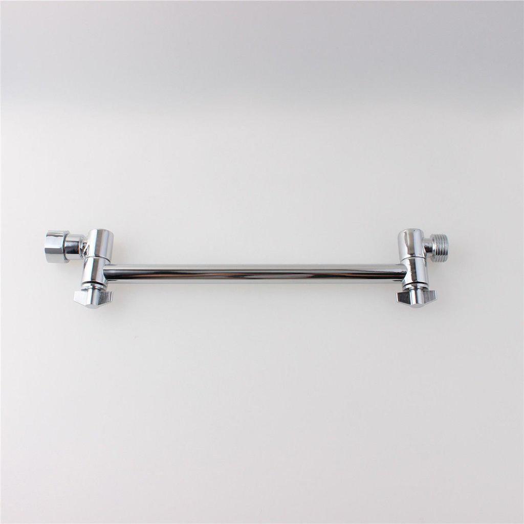 Adjustable Bathroom Shower Extension Rod with Top Spray Connection and Teeth Bracket.