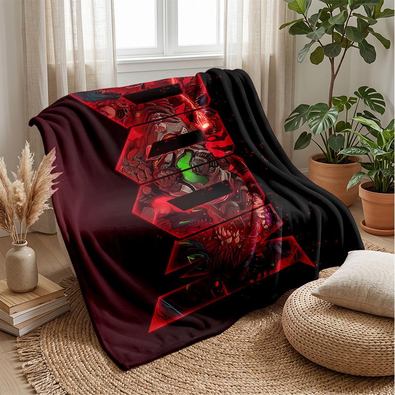 DOOM SLAYER Thema Decke Weiche Flanelldecke Plüsch Überwurfdecke Gemütliche Sofa Bett Decke für Wohnkultur