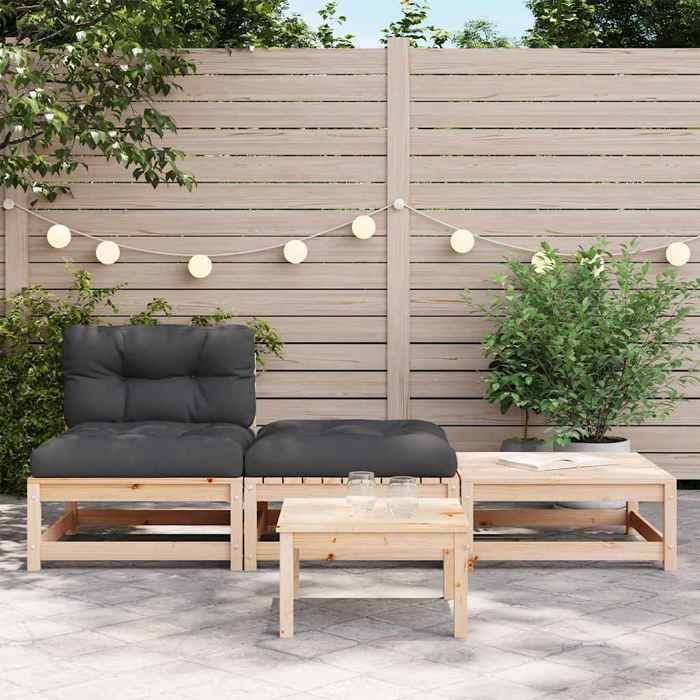 VidaXL Canapé de Jardin sans Accoudoirs avec Coussins et Repose-pieds, Siège avec Dossier, Meuble de Terrasse Patio 838141