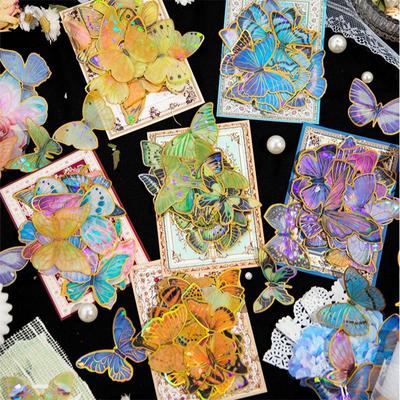 30Pcs Laser Bronzing Butterfly Sticker Decorative Stickers Material Perfect for Journaling Diy Scrapbooking Supplies