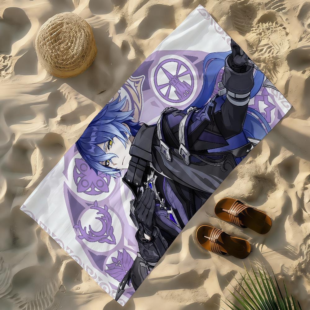 Game Flins Genshin Impact Towel Soft Lightweight Anti-Sand Large Beach Towel Quick-Drying Bath Sports Family
