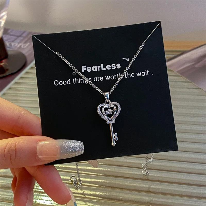 

Fashion Cute Heart s Key Necklace Personalized Vintage Girl Clavicle Pendant Charm Party Banquet Gifts Jewelry Accessories