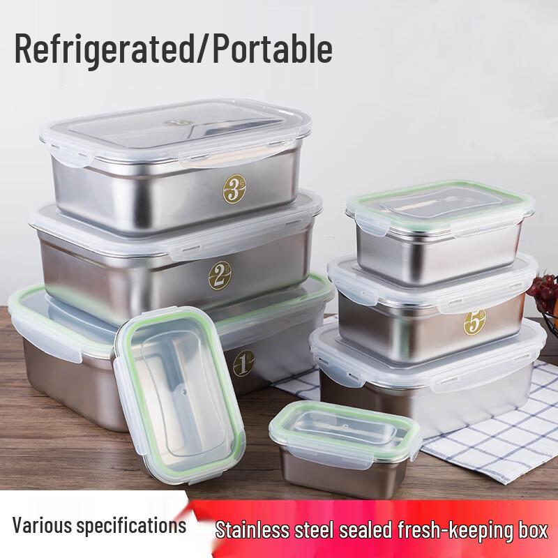 FATTBAO Stainless Steel Rectangular Food Storage Container with Lid