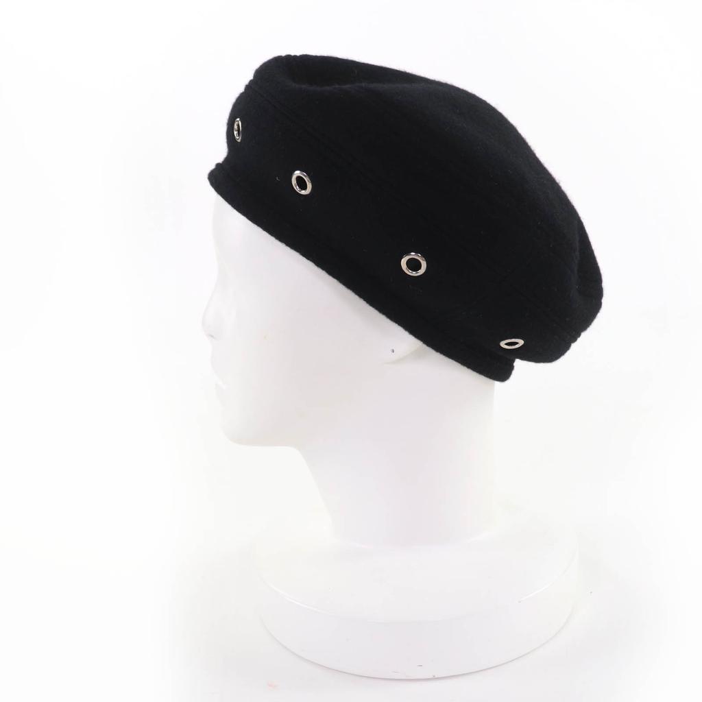 Great HERMES beret Saint Honoré Serie Metal black cashmere Women 57 Used