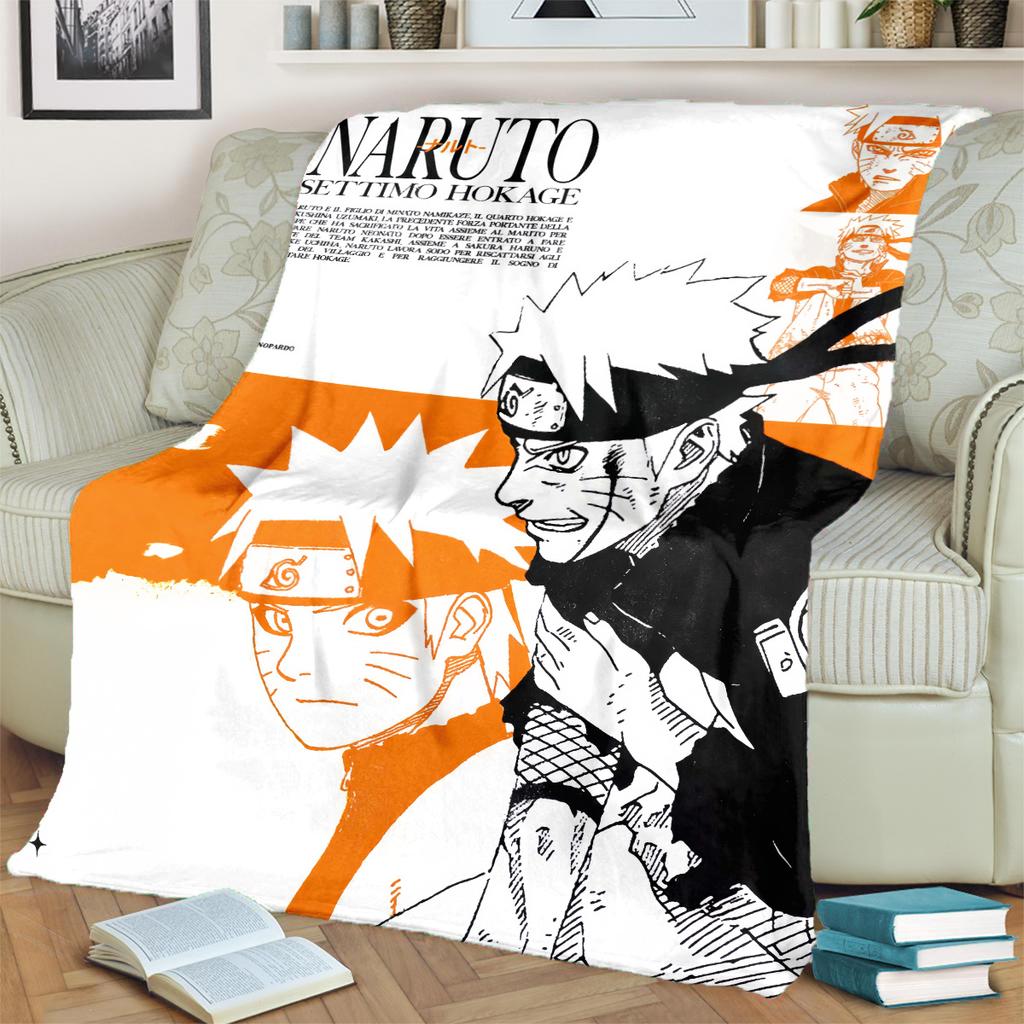 Anime-Naruto Print Blanket Warm Comfortable Flannel Blanket for Bedrooms, Sofas, Beds, Chairs, Picnics, Travel -LXR43