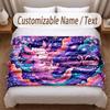 Axolotl Theme Soft Blanket Personalized Custom Name Text Print Warm Blanket Home Sofa Bedroom Decor
