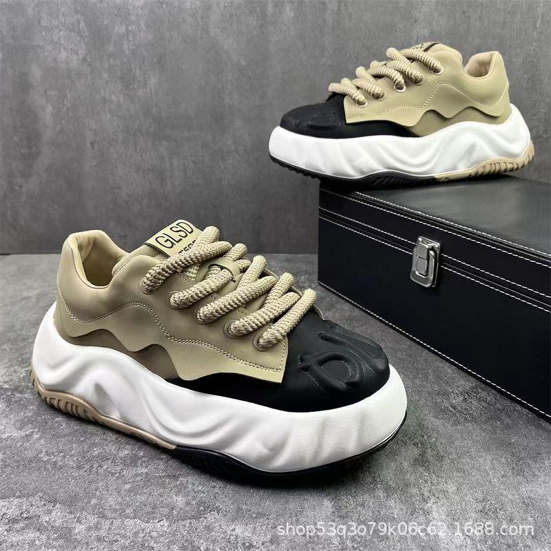 Fashion New Men's Thick Bottom Sneakers Fashionable and Versatile Youth Casual Shoes Outdoor Soft Bottom Durable Sports Running Shoes
