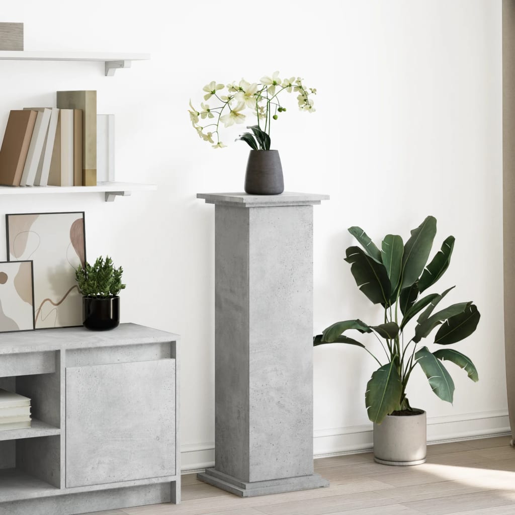 Concrete Grey Plant Stand with Storage Space 31 x 30 x 90 cm Engineered Wood