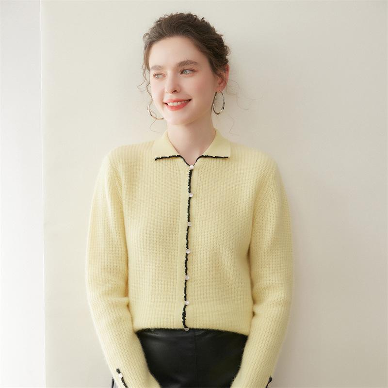 Elegant French Hand-Crocheted Cashmere Lapel Knitwear - Little Coco Style Women's Top