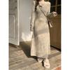Knitted dress women's new autumn and winter with coat, slim and thin bottom, inner cover, hip-wrapped knee-length dress