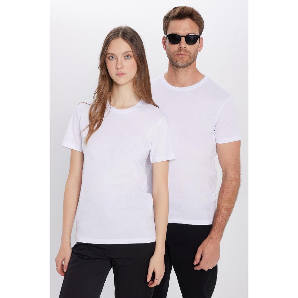 Unisex Slim Fit Slim Fit 100% Cotton Soft Textured White Crew Neck T-shirt