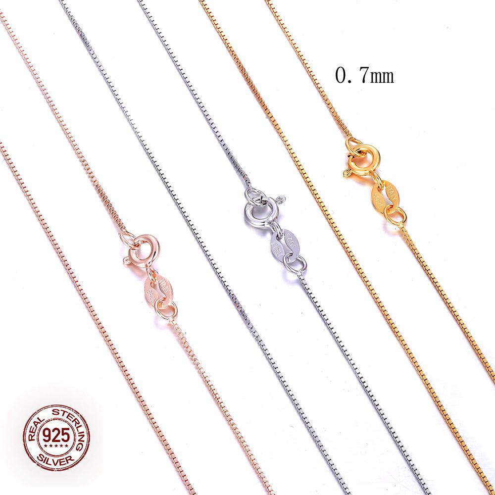 1pcs Genuine 925 Silver Singapore Box Snake Chain Necklace for Woman 40+5/40/45cm Basic Chain fit Pendant DIY Jewelry