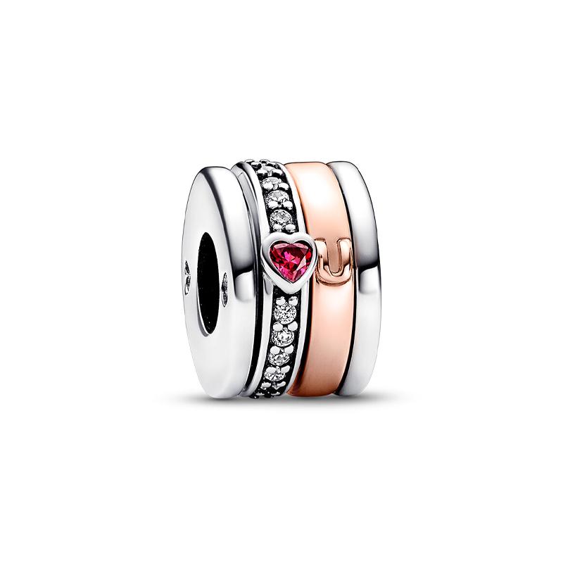 Pandora Love series 14k rose gold-plated two-tone charm, same style for men and women, rose gold 782639C01