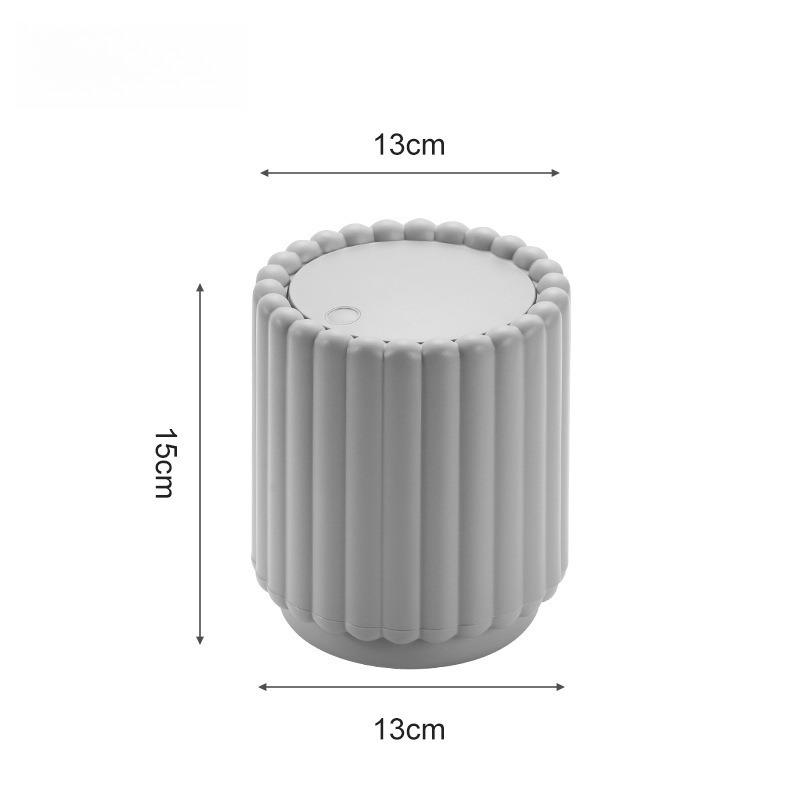 Desktop Trash Can with Lid and Press Type Spring Lid Storage Cleaning Bin серый