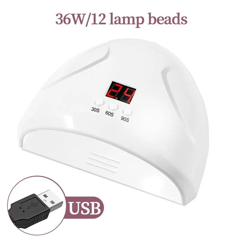 

Mini1 USB Nail Lamp 36W Nail Phototherapy Machine 12 UV LEDs Light Curing Nail Polish Gel Infrared Sensor Machine Nail Art USB белый