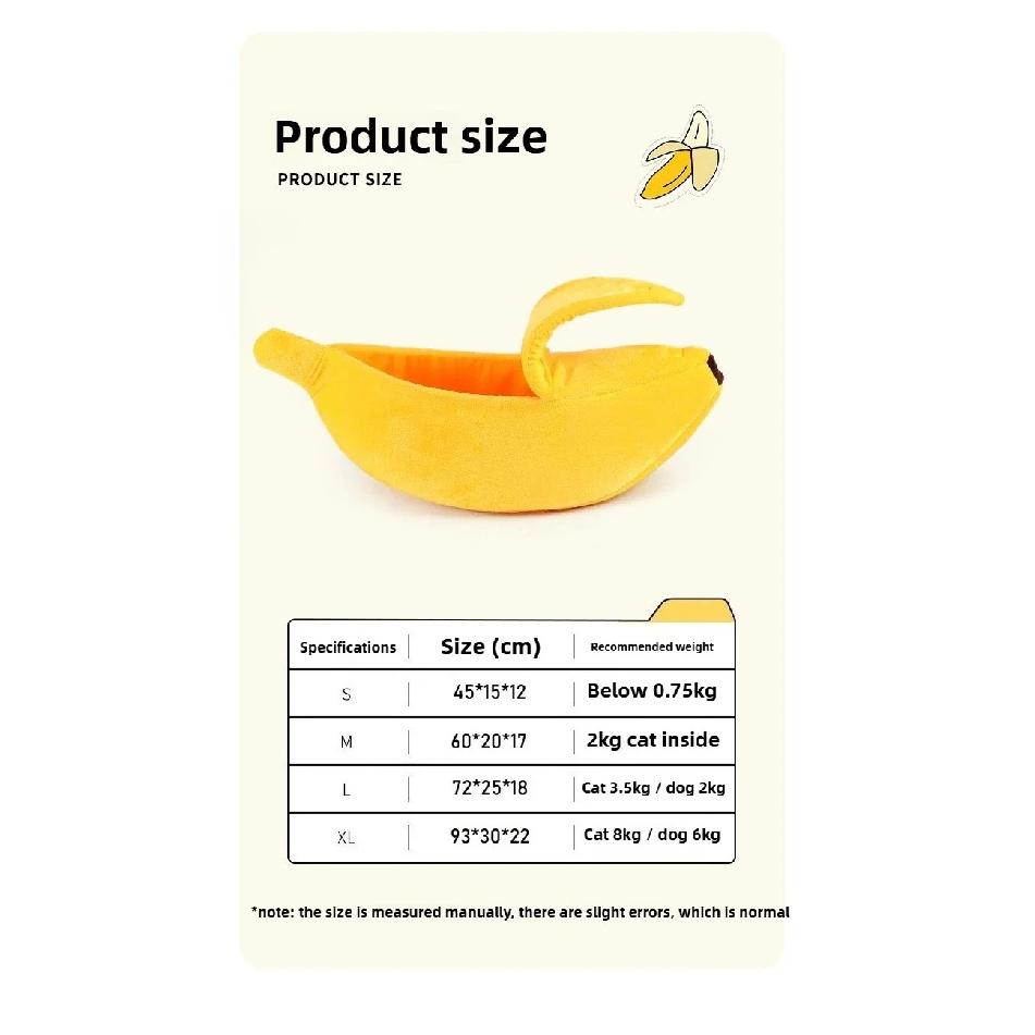Banana Cat Bed Super Soft House Lovely Banana Boat Semi-Closed Warm Pet Bed Cat Accessories Dog Bed Banana Cushions with a Lid