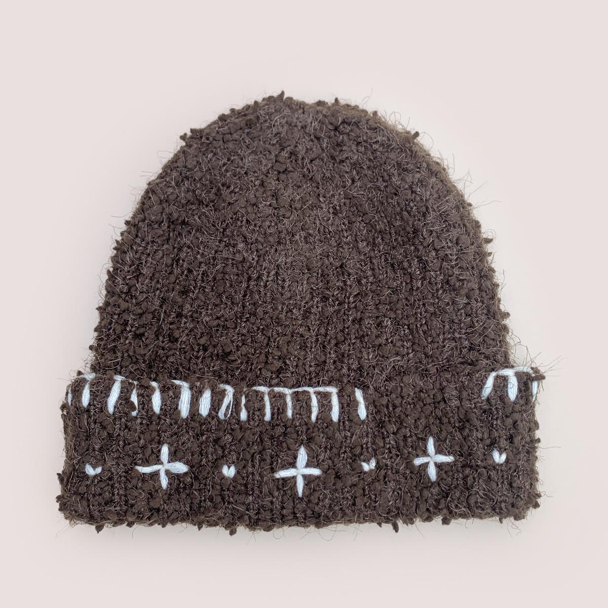 Autumn And Winter Niche Hand-Crocheted Knitted Hat For Men And Women Warm Casual Retro Versatile Pullover Hat 54-60cm