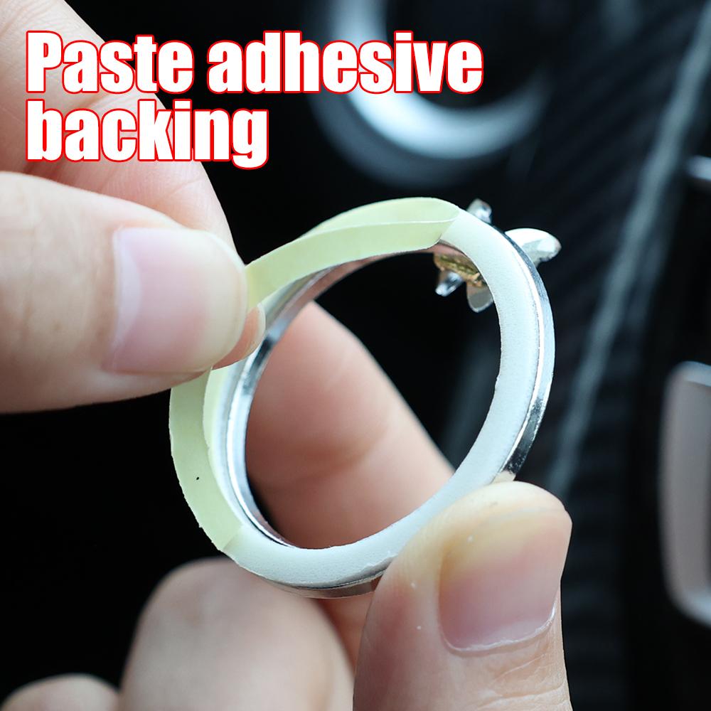 2pcs Car One Click Start Decorative Ring Button Diamond Sticker Bling Double Row Crystal Butterfly Ignition Ring Decorative Ring