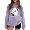 Women's Neck Long Sleeve Comfy Sweatshirt Casual Loose Fit Color Halloween Print Pullover