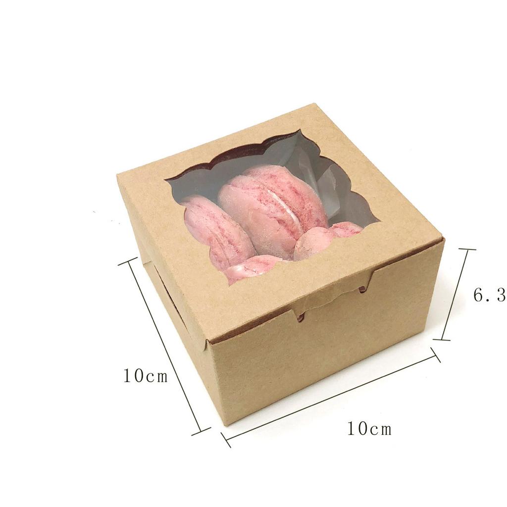 10pcs Brown Paper Gift Wrap Boxes Wedding Party Cookies and Candy Cake Boxes Transparent PVC Windows
