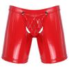 Men Underwear Shiny Metallic Latex Lingerie Erotic Open Butt Boxer Shorts Removable Bulge Pouch Shorts Underpant Boxer Underwear