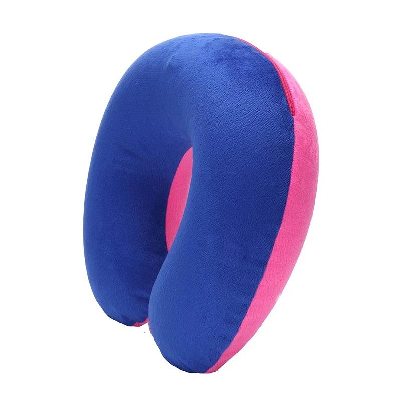 1/4pcs U-shaped Travel Pillow Car Air Flight Office Inflatable Neck Pillow Short Plush Cover PVC Support Headrest