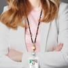 Lanyards for ID Badges for Women Cute,Teacher Lanyard for Women Retractable Natural Crystal Beaded Lanyards for Keys