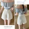 High Waist Pleated Pants Irregular  Women A-line Short Simple and Versatile