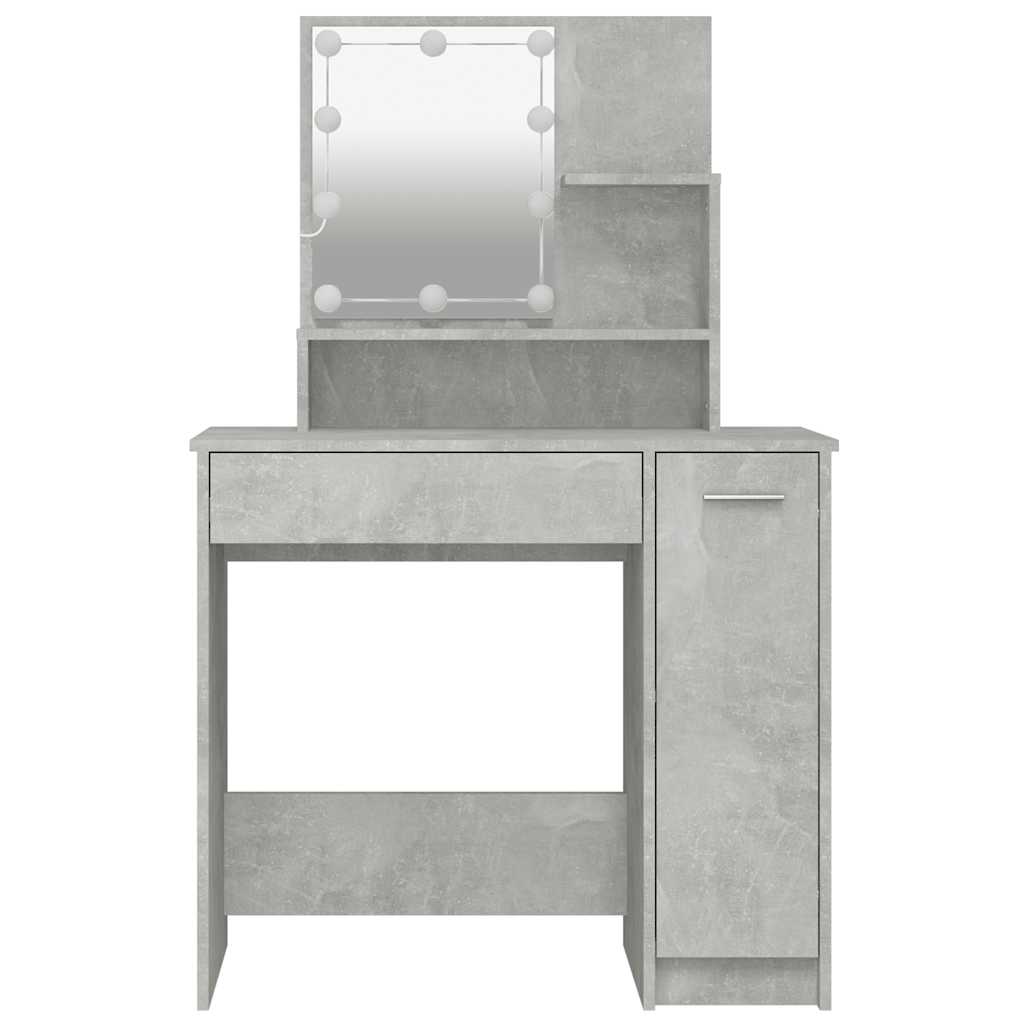 Makeup Table with LED Lighting Concrete Grey 86.5 x 35 x 136 cm