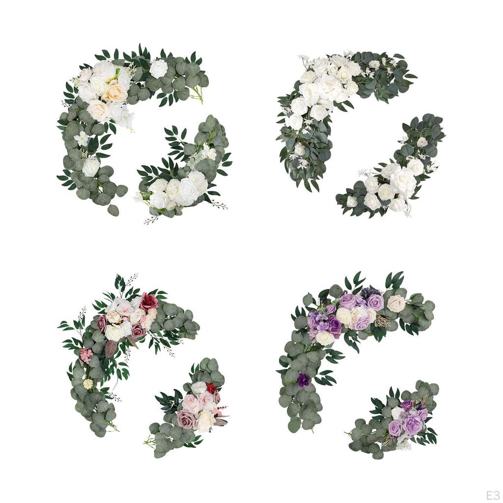 2 Pieces Artificial Floral Swag Wedding Welcome Signs Backdrop Wall Decor Decorative