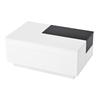High-Gloss Coffee Table with LED Lighting, Extendable Black-and-White Tabletop, Hidden Storage and 16-Color Adjustable Light Strip