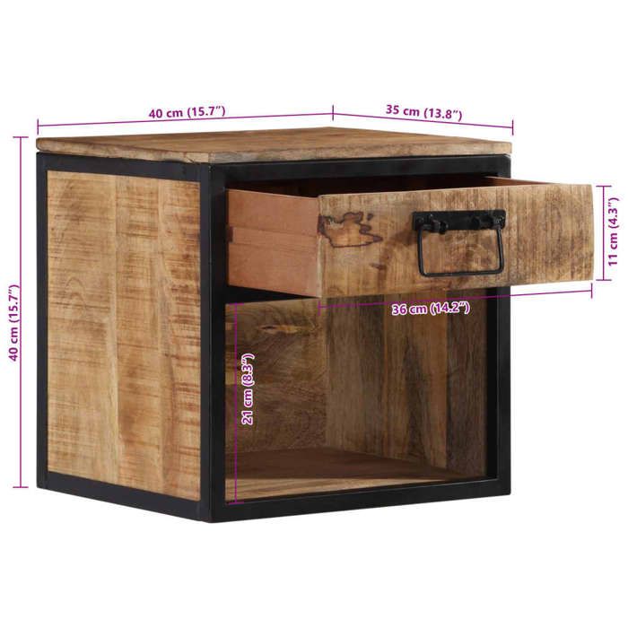 VidaXL Table de chevet 40x35x40 cm bois de manguier massif 358913