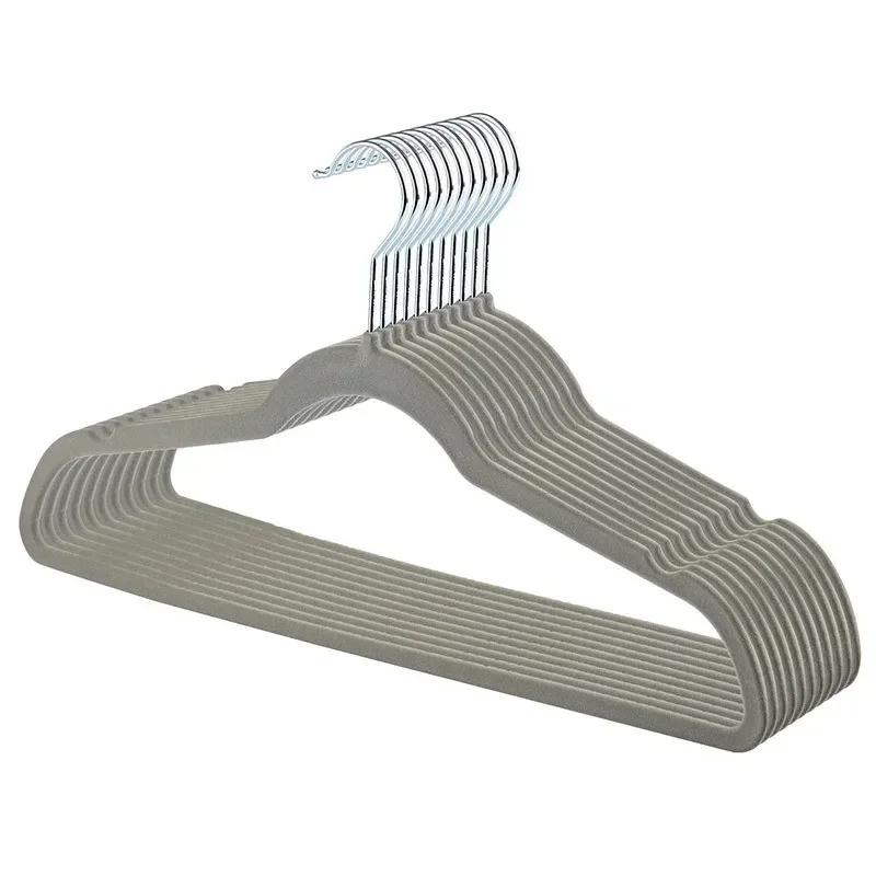 Non-Slip Velvet Clothing Hangers, 10 pcs, Black