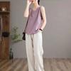Women Vest Sleeveless Loose Pullover Soft Casual V Neck Solid Color