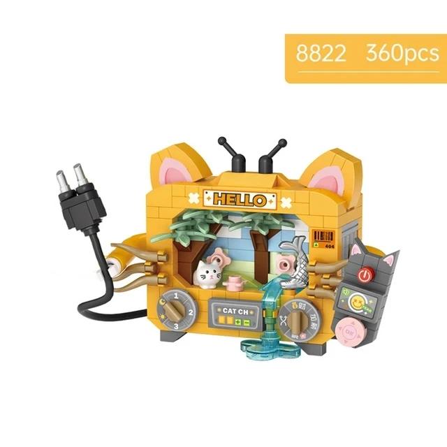 Small Construction Block Toaster Tv Set Household Appliance Model Assembled Brick Diy Fun Game Toy Gift Suitable For Home Decoration