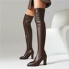 Women's High-heeled Boots, Sexy European and American Style Thick-heeled Knee Boots, Autumn and Winter New Large-size Boots