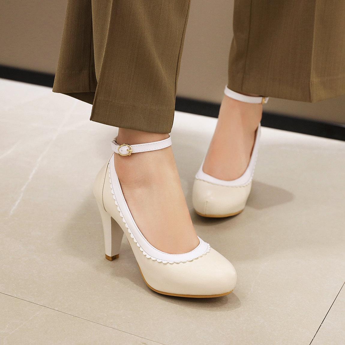 

Женские туфли Мэри Джейн на высоком каблуке с милыми кружевами 34 белый