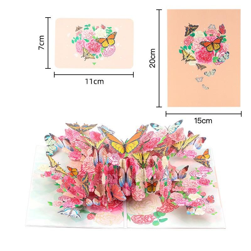 3D Pop Up Greeting Card with Floral Hummingbird Butterfly Popup Card Blank Note Birthday Mother's Day Anniversary All Occasions