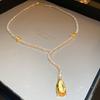 European and American exaggerated diamond-set love water drop fringe necklace design sense collarbone chain bridal temperament item decoration