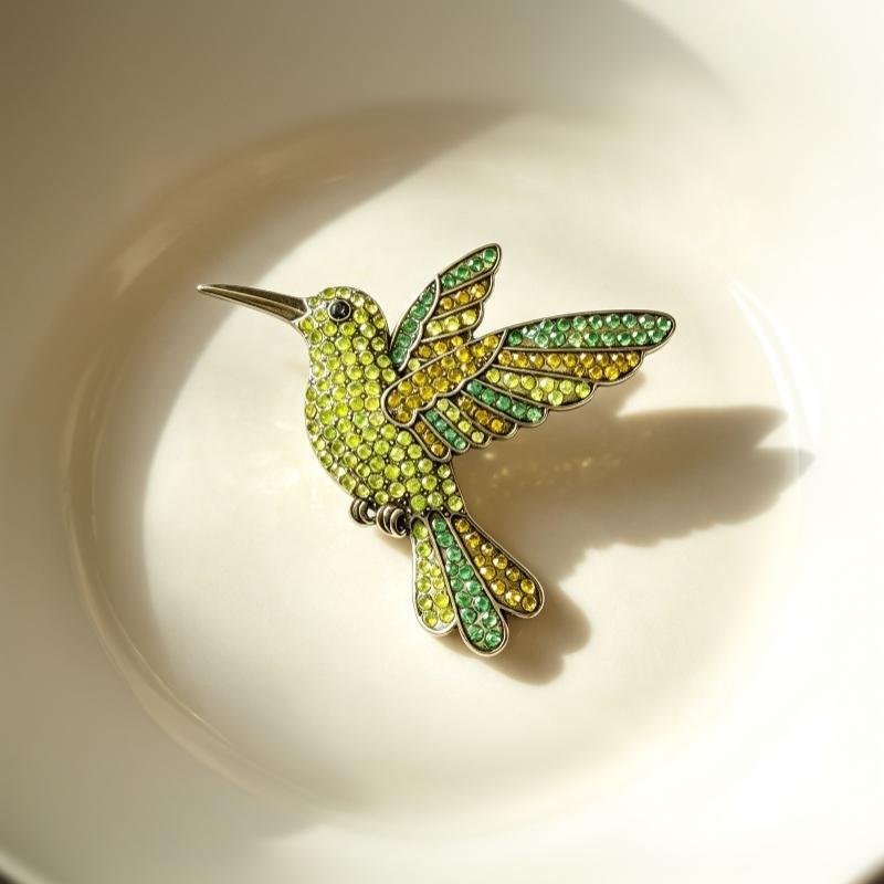 Sparkling Rhinestone Hummingbird Brooch Shiny Multicolor Design Ideal For Daily Wear Party Jewelry Gift For Women